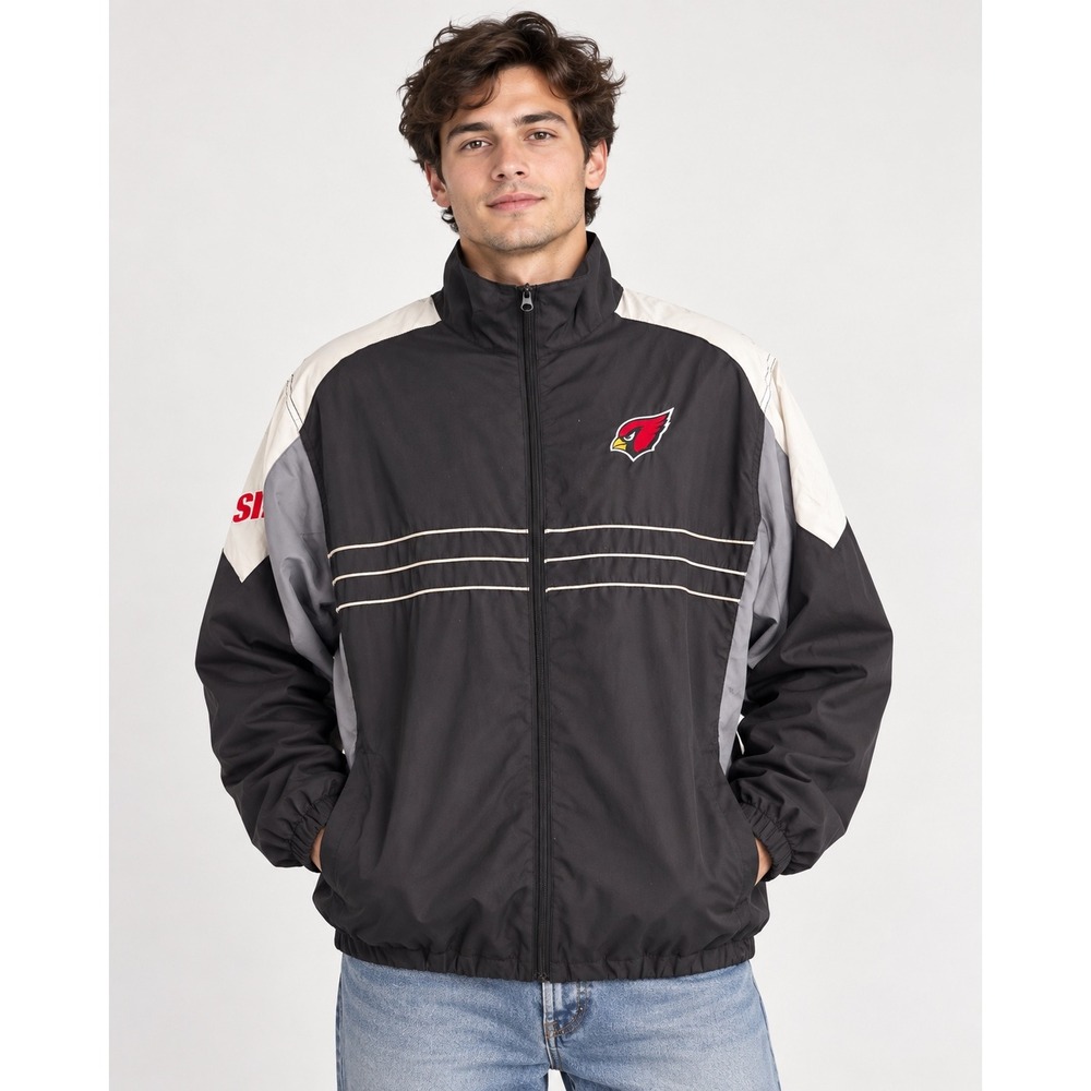 Reebok NFL Arizona Cardinals Windbreaker Jacket Mens XL Black Sports Illustrated